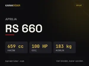 Aprilia RS 660 teknik veri kartı — hacim, güç, ağırlık | KARAKRİDER