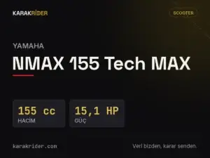 Yamaha NMAX 155 Tech MAX teknik veri kartı — hacim, güç, ağırlık | KARAKRİDER
