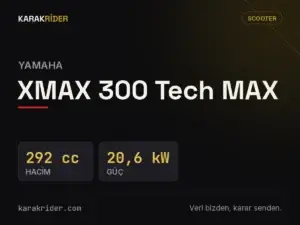 Yamaha XMAX 300 Tech MAX teknik veri kartı — hacim, güç, ağırlık | KARAKRİDER