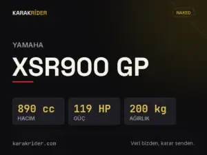 Yamaha XSR900 GP teknik veri kartı — hacim, güç, ağırlık | KARAKRİDER