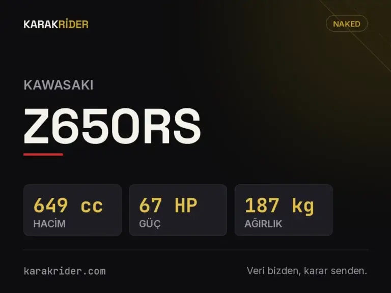 Kawasaki Z650RS teknik veri kartı — hacim, güç, ağırlık | KARAKRİDER