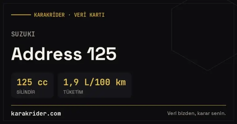 Suzuki Address 125 teknik veri kartı — silindir, güç, tüketim | KARAKRİDER