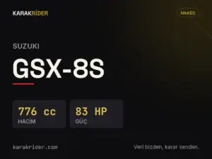 Suzuki GSX-8S teknik veri kartı — hacim, güç, ağırlık | KARAKRİDER