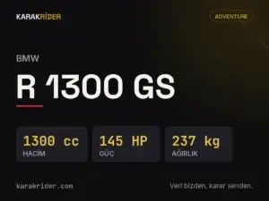 BMW R 1300 GS teknik veri kartı — hacim, güç, ağırlık | KARAKRİDER