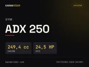 SYM ADX 250 teknik veri kartı — hacim, güç, ağırlık | KARAKRİDER