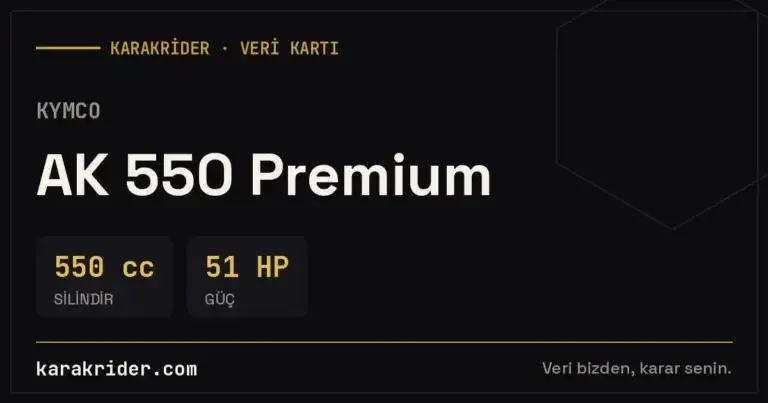 Kymco AK 550 Premium teknik veri kartı — silindir, güç, tüketim | KARAKRİDER