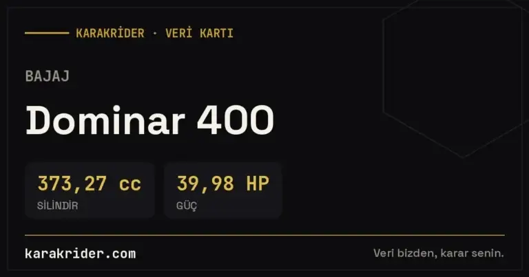 Bajaj Dominar 400 teknik veri kartı — silindir, güç, tüketim | KARAKRİDER