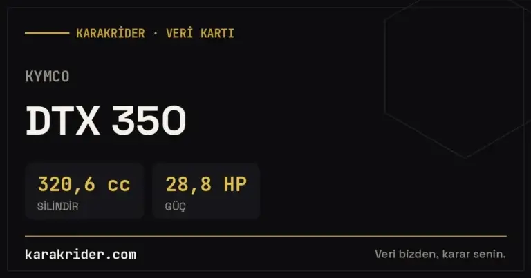 Kymco DTX 350 teknik veri kartı — silindir, güç, tüketim | KARAKRİDER