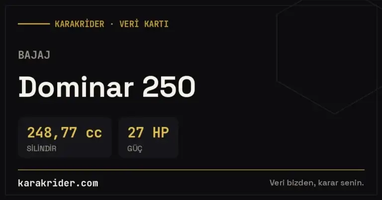 Bajaj Dominar 250 teknik veri kartı — silindir, güç, tüketim | KARAKRİDER