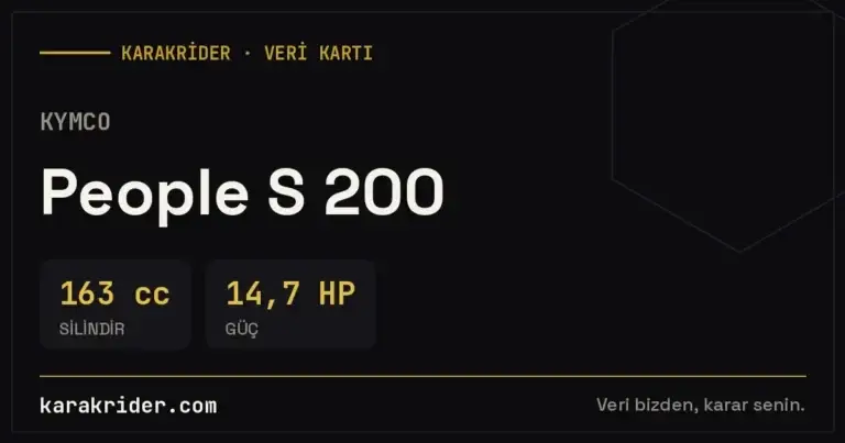 Kymco People S 200 teknik veri kartı — silindir, güç, tüketim | KARAKRİDER