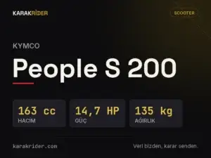 Kymco People S 200 teknik veri kartı — hacim, güç, ağırlık | KARAKRİDER
