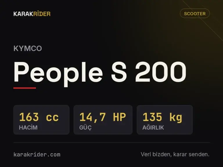 Kymco People S 200 teknik veri kartı — hacim, güç, ağırlık | KARAKRİDER