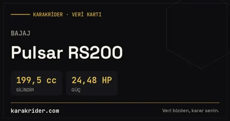 Bajaj Pulsar RS200 teknik veri kartı — silindir, güç, tüketim | KARAKRİDER