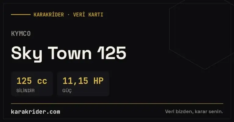 Kymco Sky Town 125 teknik veri kartı — silindir, güç, tüketim | KARAKRİDER