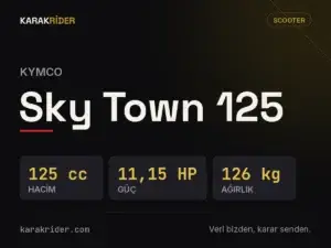 Kymco Sky Town 125 teknik veri kartı — hacim, güç, ağırlık | KARAKRİDER
