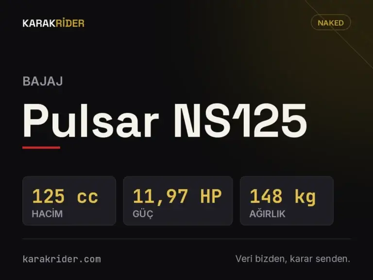 Bajaj Pulsar NS125 teknik veri kartı — hacim, güç, ağırlık | KARAKRİDER