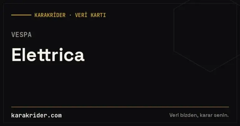 Vespa Elettrica teknik veri kartı — silindir, güç, tüketim | KARAKRİDER