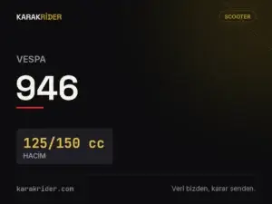 Vespa 946 teknik veri kartı — hacim, güç, ağırlık | KARAKRİDER