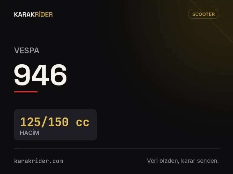 Vespa 946 teknik veri kartı — hacim, güç, ağırlık | KARAKRİDER