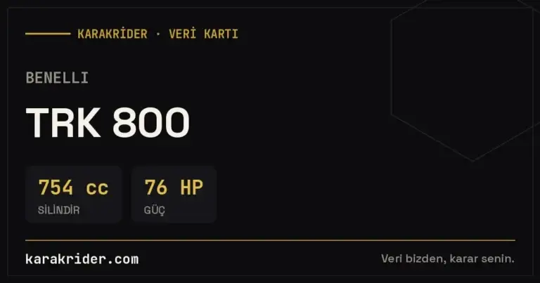 Benelli TRK 800 Teknik Özellikleri, Yakıt Tüketimi ve İncelemesi (2026) 2 Benelli TRK 800 teknik veri kartı — silindir, güç, tüketim | KARAKRİDER