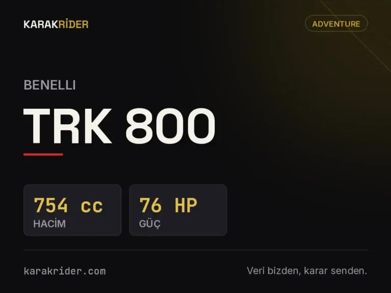 Benelli TRK 800 teknik veri kartı — hacim, güç, ağırlık | KARAKRİDER