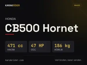 Honda CB500 Hornet teknik veri kartı — hacim, güç, ağırlık | KARAKRİDER