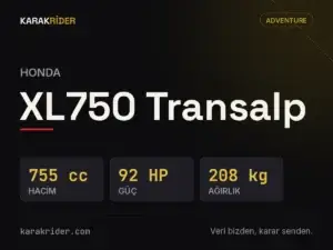 Honda XL750 Transalp teknik veri kartı — hacim, güç, ağırlık | KARAKRİDER