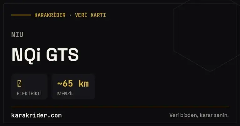 NIU NQi GTS teknik veri kartı — silindir, güç, tüketim | KARAKRİDER