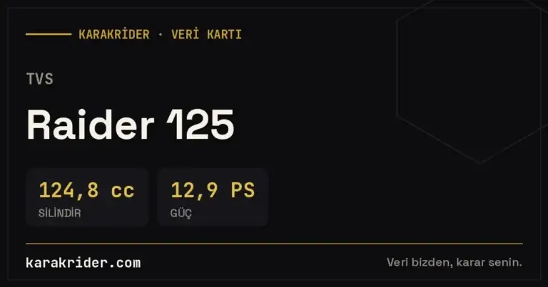 TVS Raider 125 teknik veri kartı — silindir, güç, tüketim | KARAKRİDER