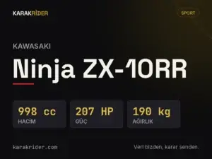 Kawasaki Ninja ZX-10RR teknik veri kartı — hacim, güç, ağırlık | KARAKRİDER