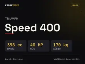 Triumph Speed 400 teknik veri kartı — hacim, güç, ağırlık | KARAKRİDER