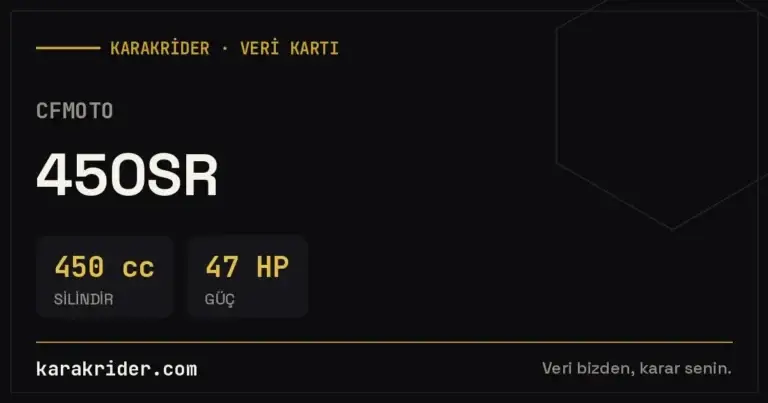 CFMOTO 450SR teknik veri kartı — silindir, güç, tüketim | KARAKRİDER