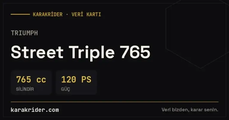Triumph Street Triple 765 teknik veri kartı — silindir, güç, tüketim | KARAKRİDER