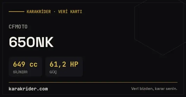 CFMOTO 650NK teknik veri kartı — silindir, güç, tüketim | KARAKRİDER