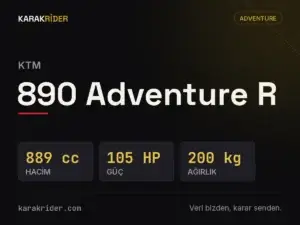KTM 890 Adventure R teknik veri kartı — hacim, güç, ağırlık | KARAKRİDER