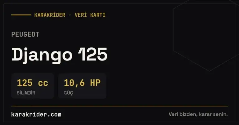 Peugeot Django 125 teknik veri kartı — silindir, güç, tüketim | KARAKRİDER