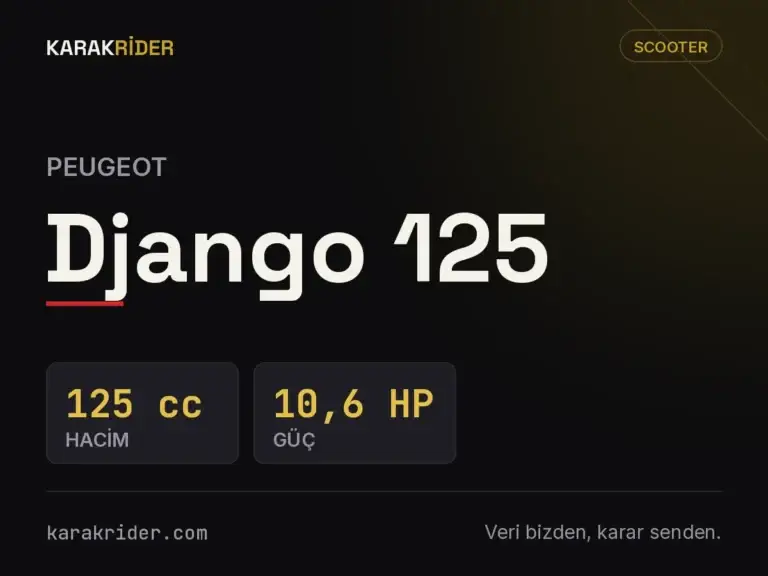 Peugeot Django 125 teknik veri kartı — hacim, güç, ağırlık | KARAKRİDER