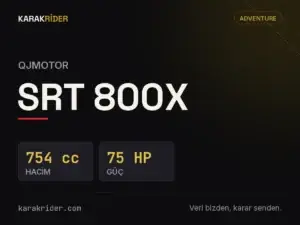 QJMotor SRT 800X teknik veri kartı — hacim, güç, ağırlık | KARAKRİDER