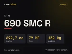 KTM 690 SMC R teknik veri kartı — hacim, güç, ağırlık | KARAKRİDER