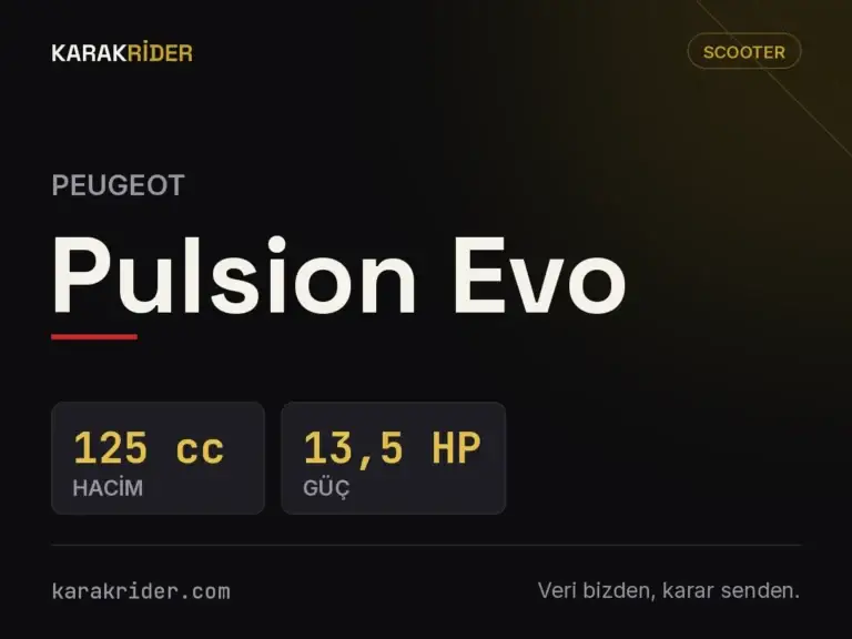 Peugeot Pulsion Evo teknik veri kartı — hacim, güç, ağırlık | KARAKRİDER