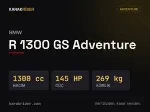 BMW R 1300 GS Adventure teknik veri kartı — hacim, güç, ağırlık | KARAKRİDER