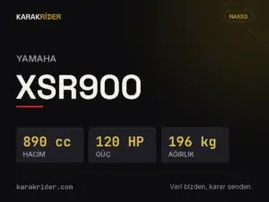 Yamaha XSR900 teknik veri kartı — hacim, güç, ağırlık | KARAKRİDER