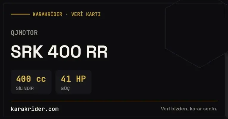 QJMotor SRK 400 RR teknik veri kartı — silindir, güç, tüketim | KARAKRİDER