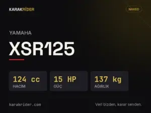 Yamaha XSR125 teknik veri kartı — hacim, güç, ağırlık | KARAKRİDER