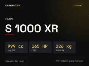 BMW S 1000 XR teknik veri kartı — hacim, güç, ağırlık | KARAKRİDER